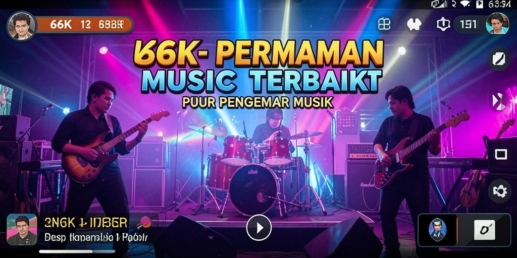 Tangkapan layar gameplay 66K dengan berbagai lagu musik.