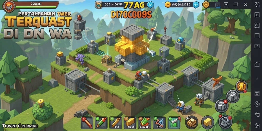 Tangkapan layar gameplay menegangkan dari 77AG Tower Defense.