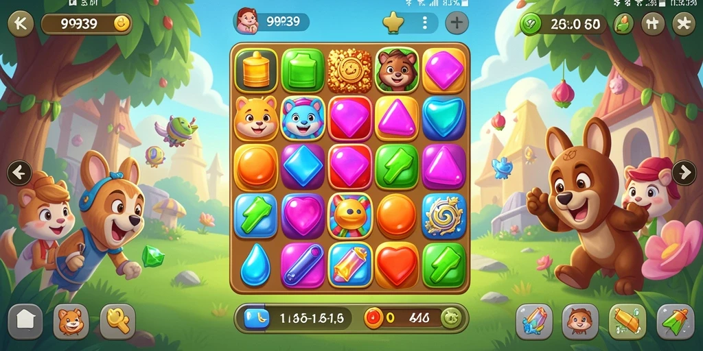 Gameplay menarik dalam permainan Match-3 9939 dengan grafis cerah.