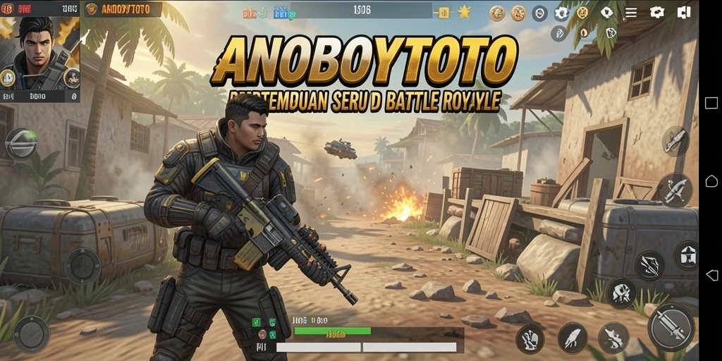Tangkapan layar ANOBOYTOTO menampilkan aksi seru di arena pertempuran Battle Royale.