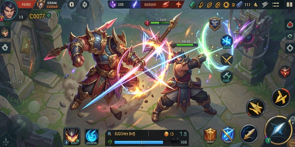 Screenshot gameplay C0077 yang menunjukkan pertarungan tim yang intens.
