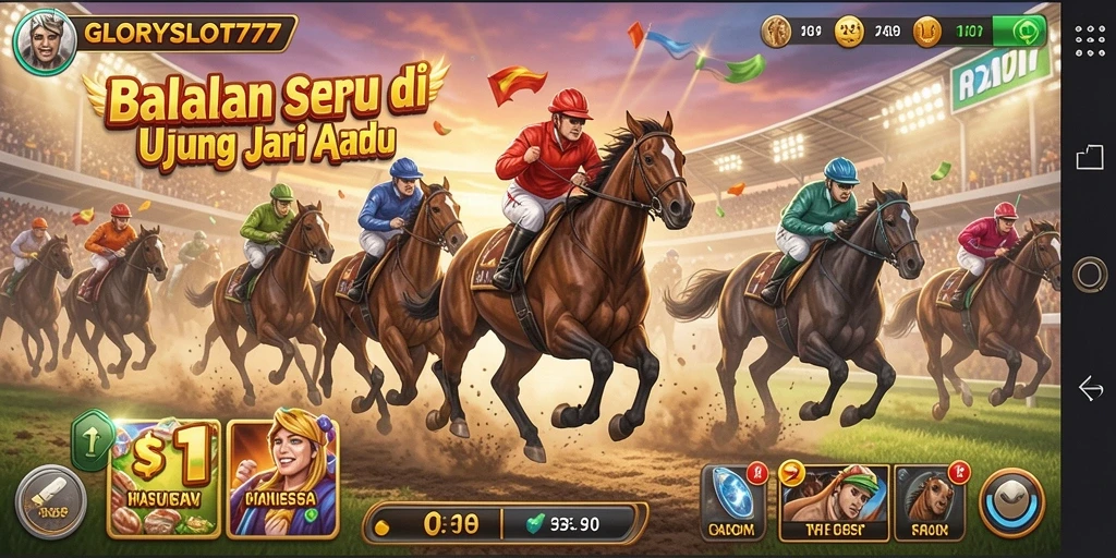Tampilan gameplay seru GLORYSLOT777 yang penuh aksi balap.