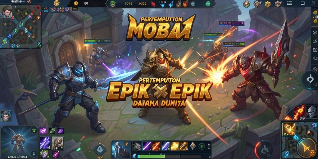 Tampilan seru gameplay HR89 dengan aksi MOBA yang intens.