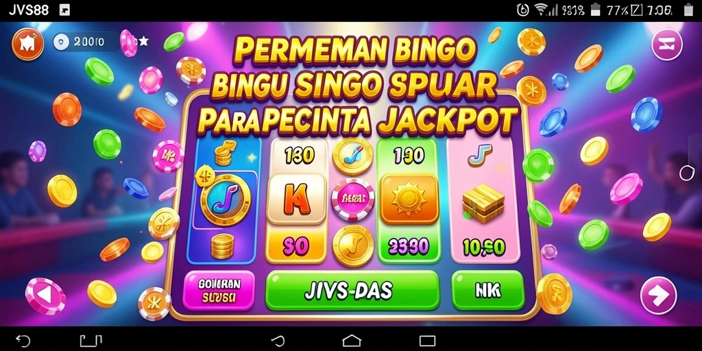 Tampilan gameplay JVS88 yang penuh warna dan seru dalam permainan Bingo.