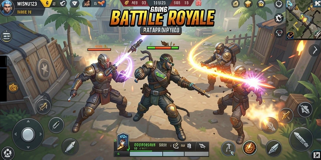 Tampilan gameplay epik dalam pertarungan Battle Royale.